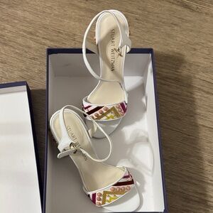Stuart Weitzman White and Multicolor Heels